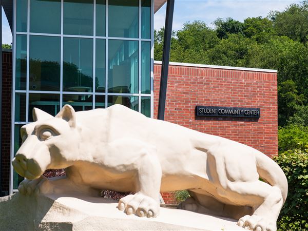 The Penn State Greater Allegheny student community center is seen along side the nittany lion shrine is seen in McKeesport on June 17, 2024. 