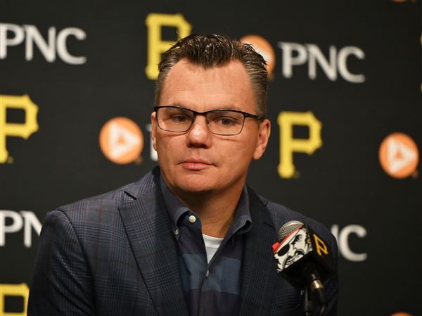 Pirates General Manager Ben Cherington takes questions from the media after the firing of manager Derek Shelton on Thursday, May 8, 2025. 