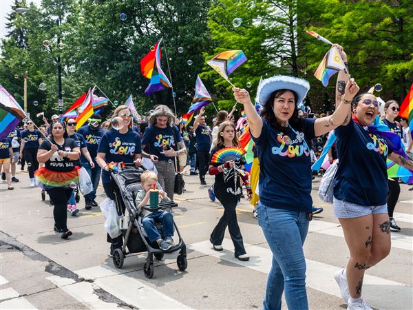 Participants in the Pride Parade head to Allegheny Commons Park for a festival on Sunday, June 1, 2025.