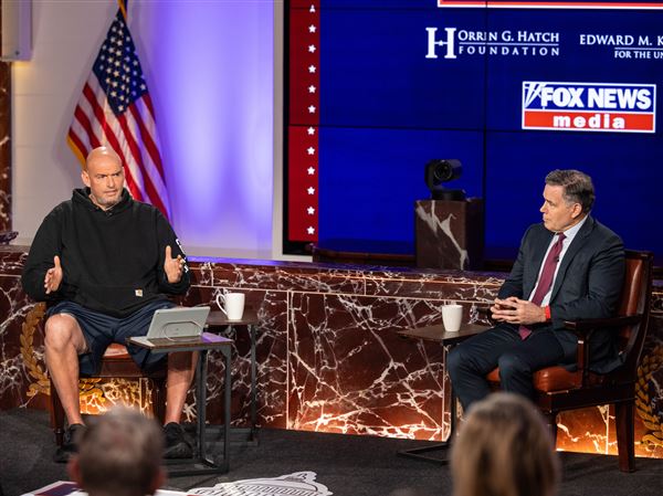 U.S. Senators John Fetterman (D-PA) and David McCormick (R-PA) during the sixth installment of The Senate Project, moderated by FOX NEWS anchor Shannon Bream at the Edward M. Kennedy Institute for the United States Senate on June 2, 2025, in Boston, Massachusetts.