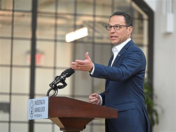 A state House committee on Monday advanced a portion of the multi-part energy plan of Gov. Josh Shapiro, shown here speaking last week at a Pitt facility in Bloomfield.