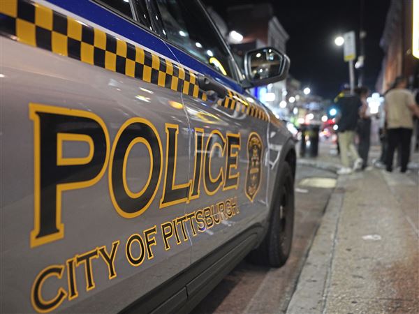 A City of Pittsburgh Police car parked on Carson St. on the South Side.