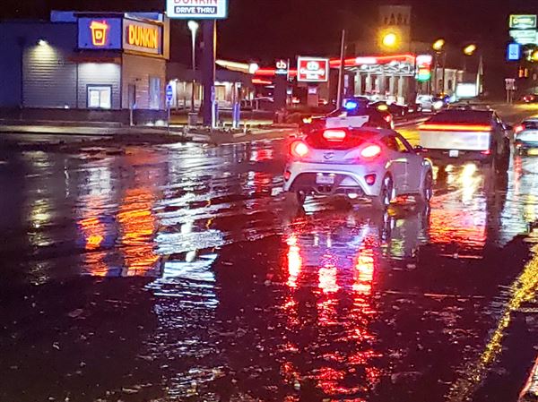 Floodwater covers a roadway off East Bethlehem Boulevard in Ohio County, W.Va., Thursday, June 26, 2025. 