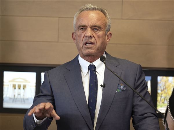 Health and Human Services Secretary Robert F. Kennedy Jr. speaks during a press conference about Utah's new fluoride ban, food additives and SNAP funds legislation, April 7, 2025, in Salt Lake City. 