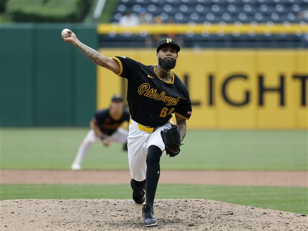 Dennis Santana of the Pittsburgh Pirates pitches in the ninth inning against the Cincinnati Reds during the game at PNC Park on May 21, 2025 in Pittsburgh, Pennsylvania. 