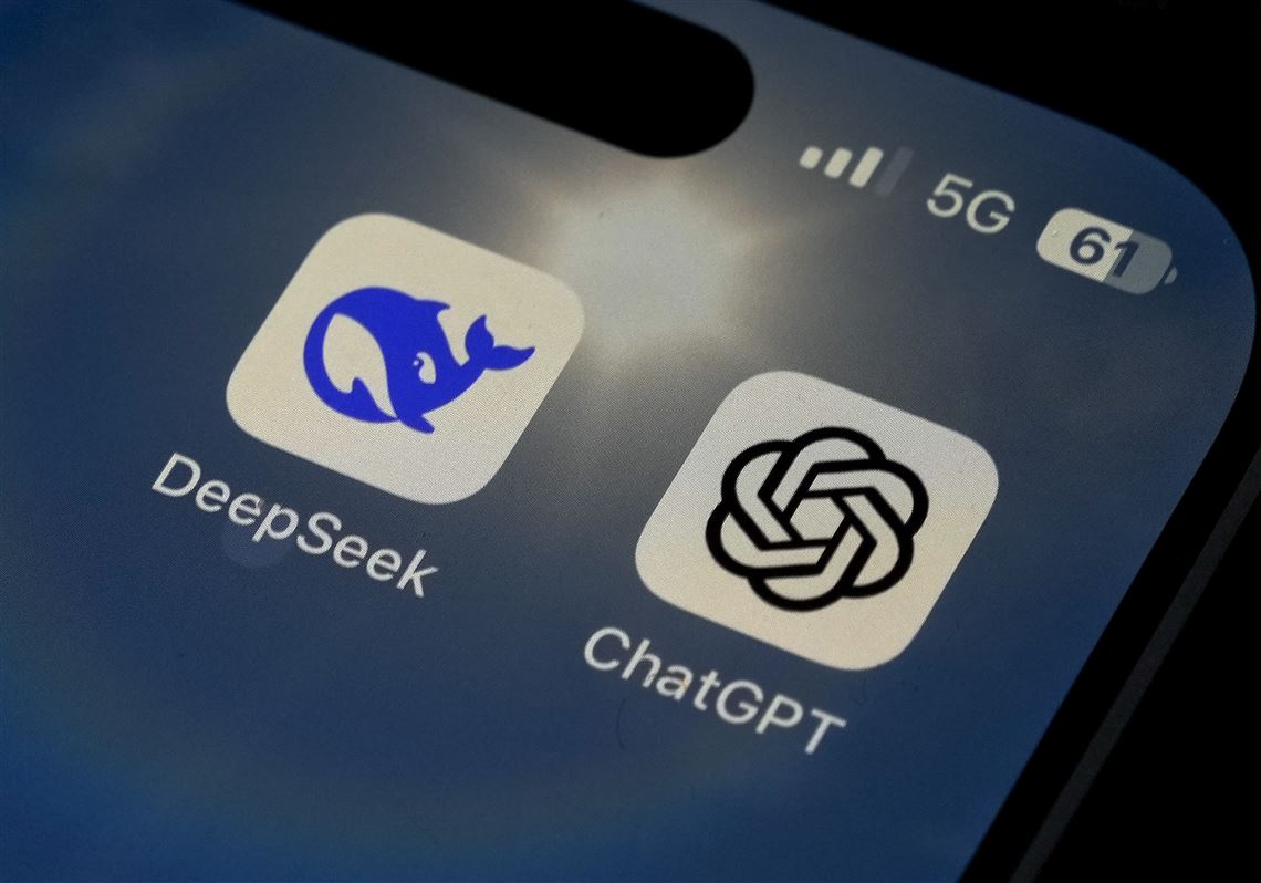 The Icons for the smartphone apps DeepSeek and ChatGPT are seen on a smartphone screen. DeepSeek's success in China could be a model for other AI companies, a new report from Carnegie Mellon University argues.