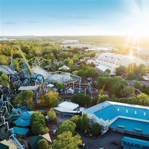 An aerial view of Hersheypark.