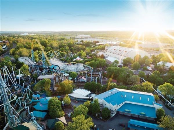 An aerial view of Hersheypark.
