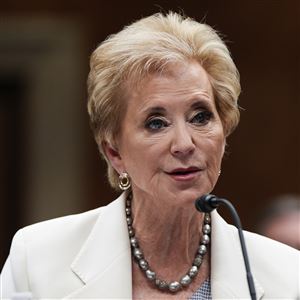 Education Secretary Linda McMahon speaks during a Senate Appropriations hearing June 3 on Capitol Hill in Washington. The Trump administration is releasing billions of dollars in grants to schools for adult literacy, English language instruction and other programs, the Education Department said Friday.